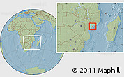 Savanna Style Location Map of Inhassunge, within the entire country, hill shading