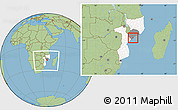 Savanna Style Location Map of Inhassunge, highlighted country, highlighted parent region, within the entire country