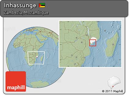 Savanna Style Location Map of Inhassunge, highlighted parent region, within the entire country, hill shading