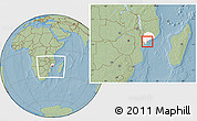 Savanna Style Location Map of Inhassunge, highlighted parent region, within the entire country, hill shading