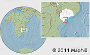 Savanna Style Location Map of Inhassunge, highlighted parent region, hill shading