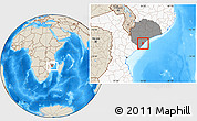 Shaded Relief Location Map of Inhassunge, highlighted country, highlighted parent region