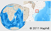 Shaded Relief Location Map of Inhassunge, highlighted country