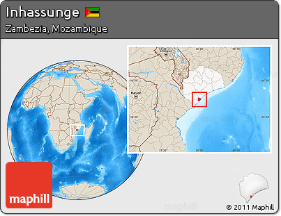 Shaded Relief Location Map of Inhassunge, highlighted parent region