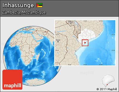 Shaded Relief Location Map of Inhassunge, highlighted parent region