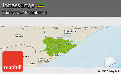 Physical Panoramic Map of Inhassunge, shaded relief outside