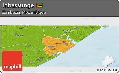 Political Panoramic Map of Inhassunge, physical outside