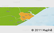 Political Panoramic Map of Inhassunge, physical outside