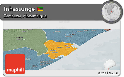Political Panoramic Map of Inhassunge, semi-desaturated