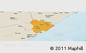 Political Panoramic Map of Inhassunge, shaded relief outside