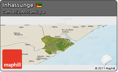 Satellite Panoramic Map of Inhassunge, shaded relief outside