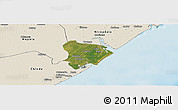 Satellite Panoramic Map of Inhassunge, shaded relief outside