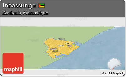 Savanna Style Panoramic Map of Inhassunge, single color outside