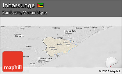 Shaded Relief Panoramic Map of Inhassunge, desaturated