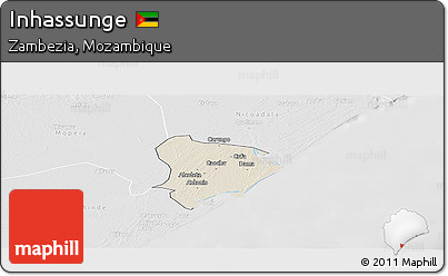 Shaded Relief Panoramic Map of Inhassunge, lighten, desaturated