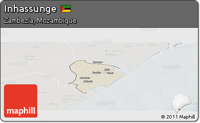 Shaded Relief Panoramic Map of Inhassunge, lighten, semi-desaturated