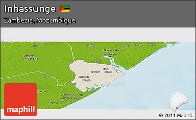 Shaded Relief Panoramic Map of Inhassunge, physical outside