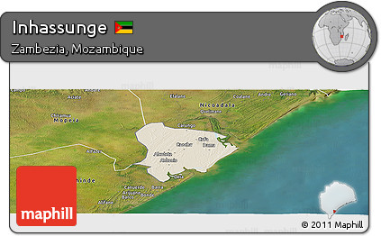 Shaded Relief Panoramic Map of Inhassunge, satellite outside