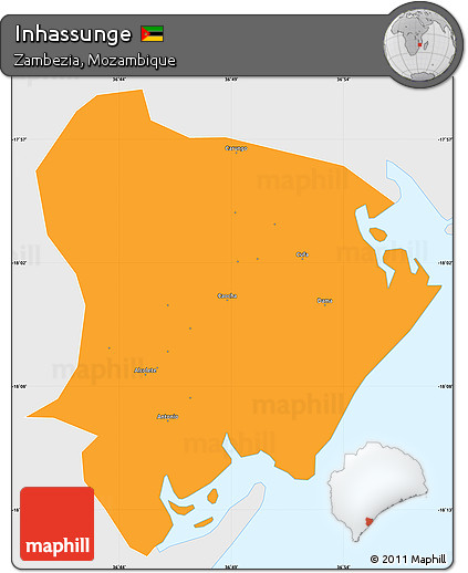 Political Simple Map of Inhassunge, single color outside