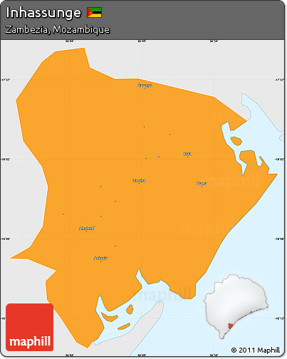 Political Simple Map of Inhassunge, single color outside