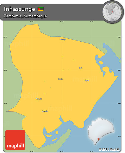 Savanna Style Simple Map of Inhassunge, single color outside