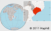 Gray Location Map of Zambezia, highlighted country