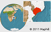 Satellite Location Map of Zambezia, highlighted country