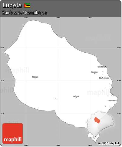 Gray Simple Map of Lugela, single color outside