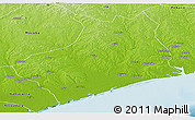 Physical Panoramic Map of Maganja da Costa