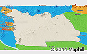 Shaded Relief Panoramic Map of Morrumbala, political outside