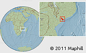 Savanna Style Location Map of Nicoadala, hill shading