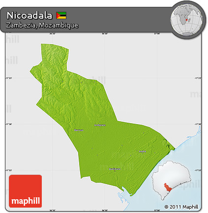 Physical Map of Nicoadala, single color outside