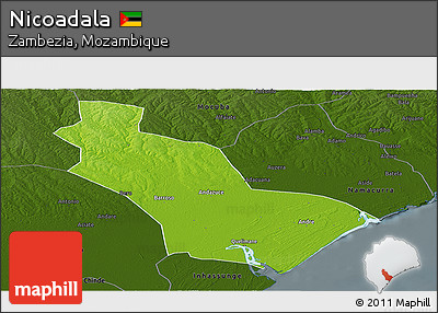 Physical Panoramic Map of Nicoadala, darken