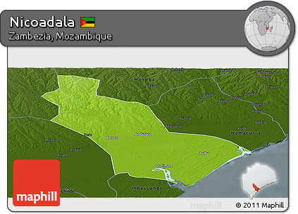 Physical Panoramic Map of Nicoadala, darken