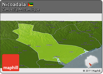 Physical Panoramic Map of Nicoadala, darken