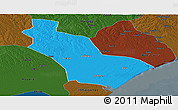 Political Panoramic Map of Nicoadala, darken