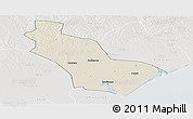 Shaded Relief Panoramic Map of Nicoadala, lighten, semi-desaturated