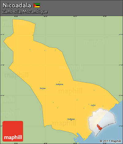 Savanna Style Simple Map of Nicoadala, single color outside