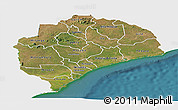 Satellite Panoramic Map of Zambezia, single color outside
