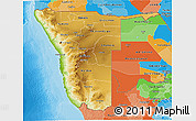 Physical 3D Map of Namibia, political outside