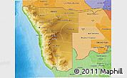 Physical 3D Map of Namibia, political shades outside