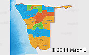 Political 3D Map of Namibia, single color outside, shaded relief sea