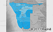 Political Shades 3D Map of Namibia, desaturated