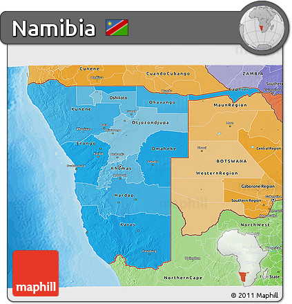 Political Shades 3D Map of Namibia