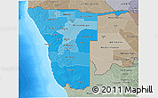 Political Shades 3D Map of Namibia, semi-desaturated, land only