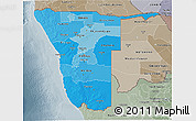 Political Shades 3D Map of Namibia, semi-desaturated