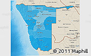 Political Shades 3D Map of Namibia, shaded relief outside