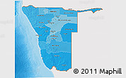 Political Shades 3D Map of Namibia, single color outside