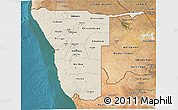 Shaded Relief 3D Map of Namibia, satellite outside