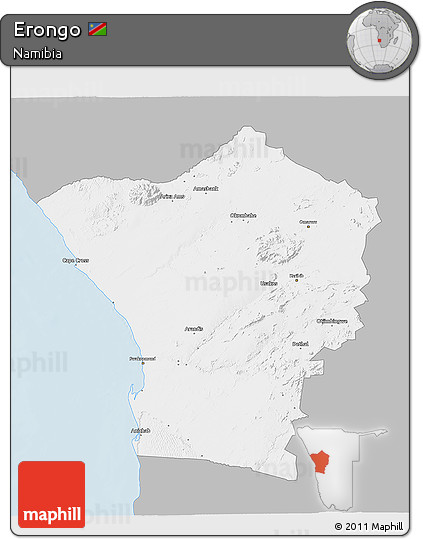 Gray 3D Map of Erongo, single color outside